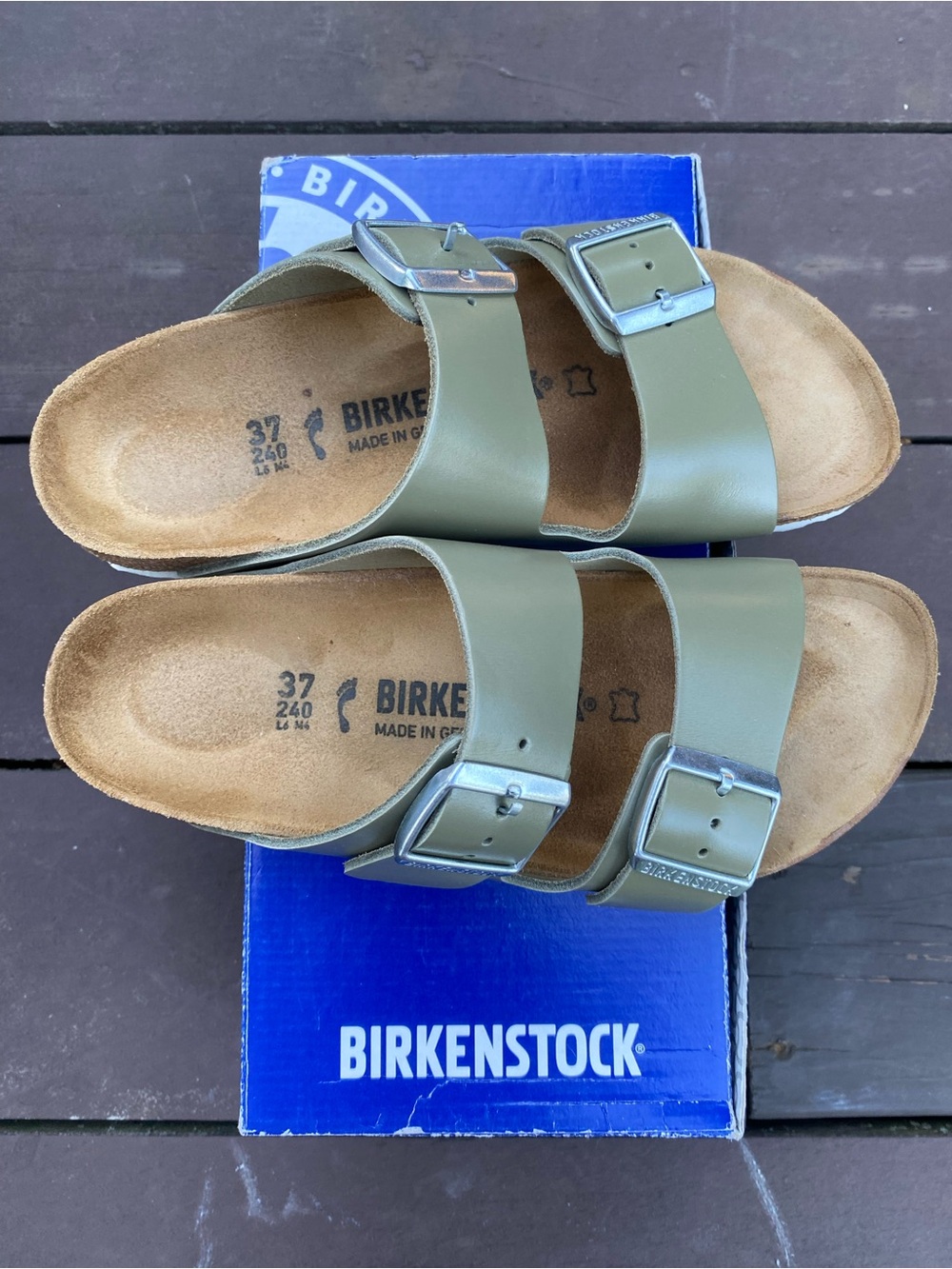 Birkenstock Women's Arizona Sandals in Leather Khaki